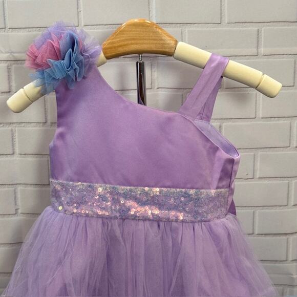 Elegant Princess Purple Party Dress 90 US 18-24 Months Tulle Bow Sequin Dress - Picture 2 of 13